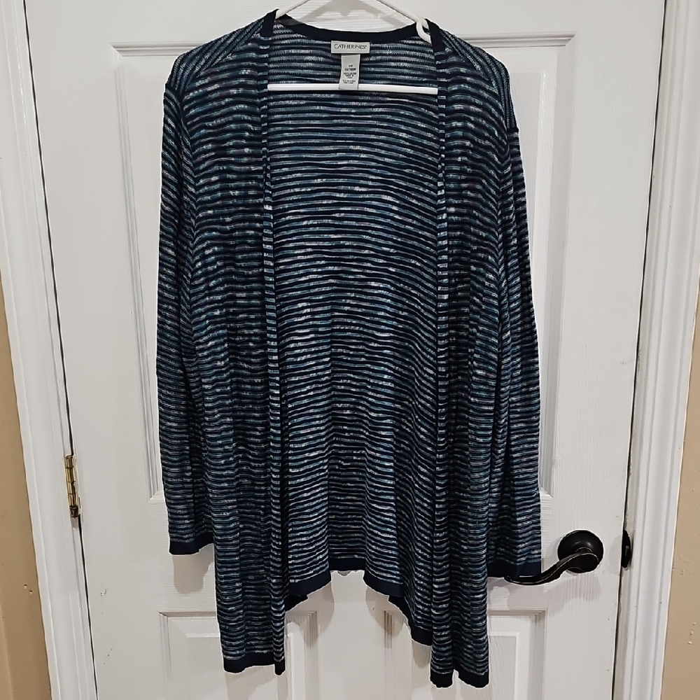 Catherines Navy and White Striped Cardigan